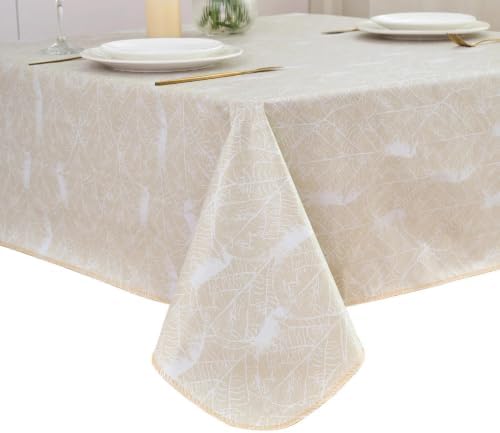 LIBERECOO Heavy Duty Vinyl Tablecloth with Flannel Backing Waterproof Oil-Proof Plastic Table Cloth Stain-Resistant Wipeable Rectangle or Square Table Cover for Indoor and Outdoor 54 x 54 Inch
