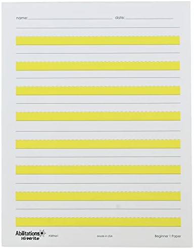 Abilitations 089661 Hi-Write Beginner Paper, Level 1, Pack of 100, Yellow/White