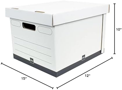 Office Depot® Brand Heavy-Duty Quick Set Up Storage Boxes, Letter/Legal Size, 15" x 12" x 10", White/Black, Pack Of 5