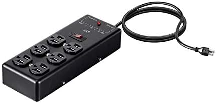 Monoprice Metal Surge Protector Heavy Duty Power Box - 6 Outlet - Black with 6 Feet Cord/Cable, 540 Joules, UL Certfied