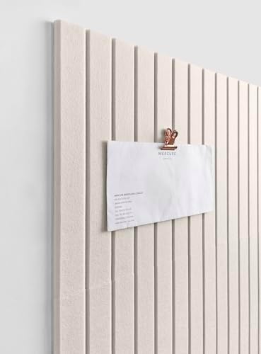 Slated Felt Bulletin Board Tiles | Cork Board Alternative for Walls | Wall Panels for Office & Home Decor | Aesthetic Pinboard & Photo Board | 12-Pack (11.8" x 11.8") with Adhesive | Beige