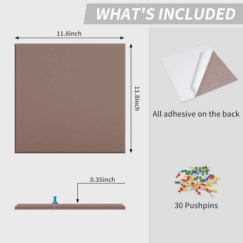 48" x 48" Cork Board Alternative, 16 Pack Felt Bulletin Board Tiles with 30 Adhesive Tabs Wall Push Pin Board for Office Classroom Bedroom Decor