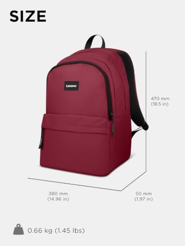 Lenovo 16-inch Commuter Backpack B10, Lightweight 30L Laptop Backpack, Water-Resistant Travel Bag with 6 Storage Compartments, Anti-Theft Pocket & Luggage Strap, Fits Up to 16" Laptop, Burgundy