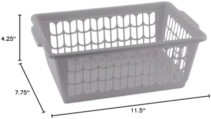 YBM HOME Plastic Perforated Storage Basket Bin Office Drawer, Shelf Desktop Countertop Tray Organizer 32-1188 (1, grey)
