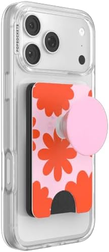 PopSockets Phone Wallet for MagSafe, Phone Card Holder with Grip, Flower - Mirror Floating Florals