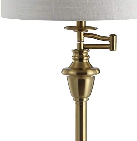JONATHAN Y Cora 60" Metal Swing Arm Floor Lamp, Brass Gold/Clear