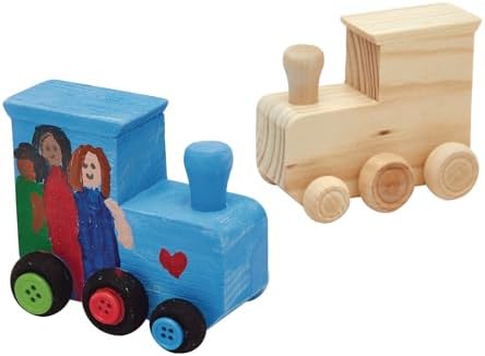 Colorations® Decorate Your Own Wooden Trains, Set of 12, Craft for Kids & Fun Home Activities, Create Unique & Personal Designs, Fun Kids Craft Project, Craft Project for Boys & Girls, Craft & Enjoy! | Kids' Craft for Home Activities, Create Personaliz...