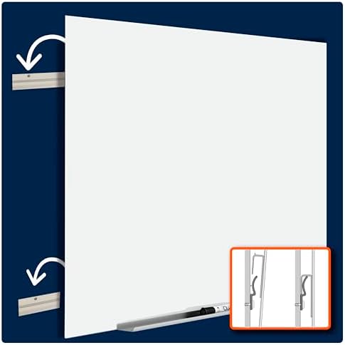 Quartet Magnetic Glass Dry Erase White Board, 6' x 4' Anti-Glare Whiteboard for Wall, InvisaMount Frameless, White (Q017147F02IMW)