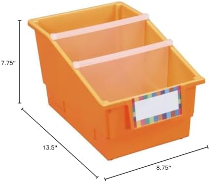 Really Good Stuff Orange Chapter Book Classroom Library Bins with Dividers