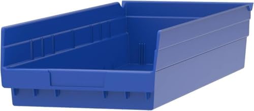 Akro-Mils 30184 Heavy Duty Plastic Shelf Bins, 24"x 8"x 4", Blue, 6-Pack
