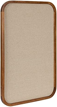 Kate and Laurel Hutton Transitional Pinboard, 20 x 30, Rustic Brown, Radius Rectangle Wall Organizer with Fabric Pinning Surface