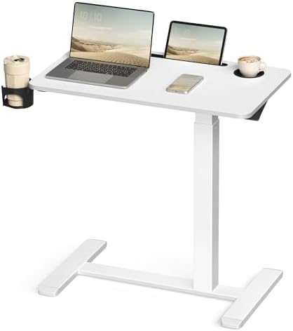 VASAGLE Overbed Table with Wheels, Mobile Laptop Standing Desk, 27.6 Inch