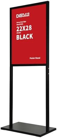 DISPLAYSWORKER Sign holder floor stand, heavy Duty Pedestal poster banner stand for display,22×28 inch slide-in double sided poster sign holder floor standing for board Display (Black, 22×28)