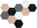 10Pcs Self Adhesive Felt Board Tiles Hexagon Bulletin Board for Walls, Felt Cork Pin Board for Pictures Photos Memos with Push Pins (Color A)