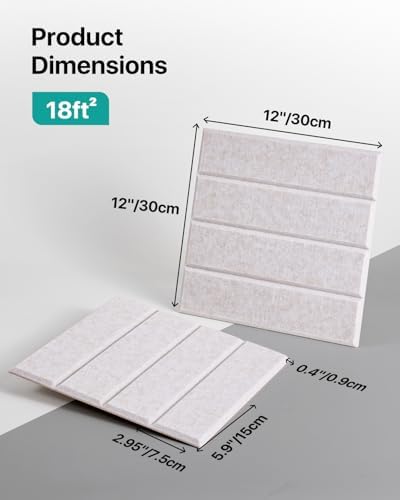 Soundsbay Sound Proof Foam Panels for Walls Self-Adhesive, 18-Pack 12"X12"