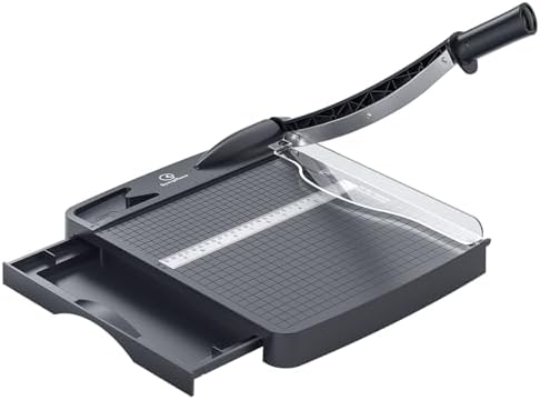 12 Inch Heavy Duty Paper Cutter, Guillotine Paper Cutter & Paper Trimmer, 12-16 Sheets Capacity Paper Cutting Board for Classroom, Crafting, Cardstock Gray