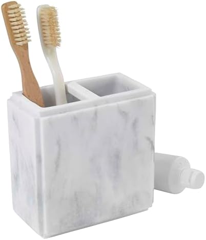 Avanti Linens - Accessory Set, 4pc Set Includes Resin Tumbler, Toothbrush Holder, Soap Dish & Lotion Pump/Soap Dispenser, Marble Home Decor (Catania Collection, Grey)