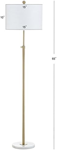 JONATHAN Y June 65" Adjustable Metal Marble Floor Lamp, Brass Gold