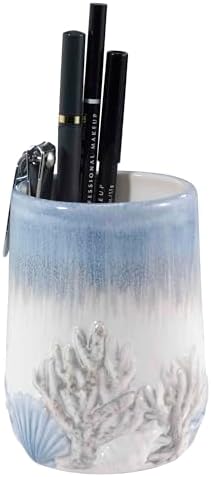 Avanti Linens - Accessory Set, Resin Tumbler, Toothbrush Holder, Soap Dish & Lotion Pump, Durable Bath Decor (Abstract Coastal Collection)