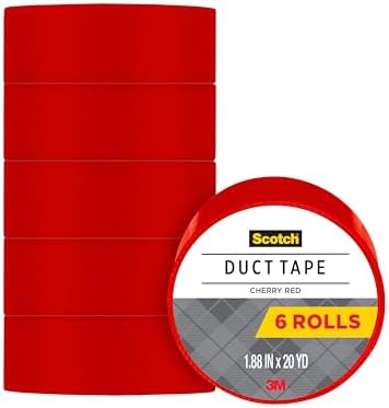 Scotch Duct Tape, Cherry Red, 1.88-Inch by 20-Yard, 6-Pack