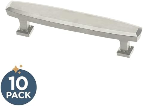 Franklin Brass 10 Pack Brushed Nickel Cabinet Handles 3-3/4 inch (96mm) Kitchen Cabinet Handles and Drawer Pulls for Cupboards and Dressers |Beveled
