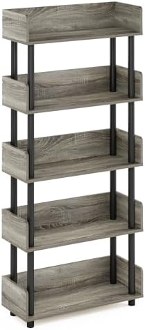 Furinno Turn-N-Tube 5-Tier Display Shelf, Open Frame, French Oak