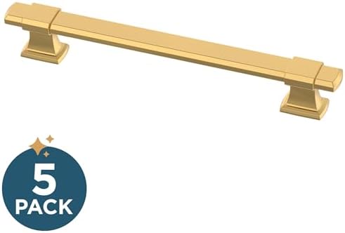 Franklin Brass 5 Pack Modern Gold Adjustable Drawer Pulls Kitchen Cabinet Handles Cupboard Knobs and Dressers Fits 1-3/8 to 6-5/16 inch (35–160mm) Hole Center | Adjusta-Pull™