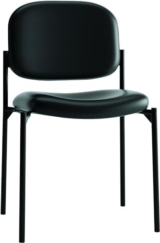 HON Scatter Guest Chair, Armless Office Chairs, Leather, Black