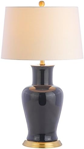 JONATHAN Y Julian Classic Ceramic Urn Metal LED Table Lamp 29", Navy