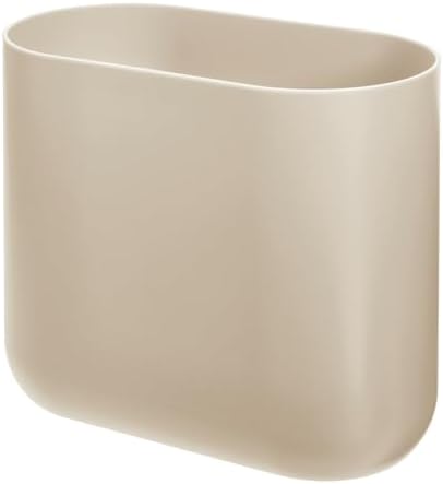 iDesign Small Slim Plastic Bathroom Trash Can, Brown
