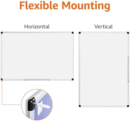 Amazon Basics Magnetic Dry Erase Whiteboard, 36"W x 24"H, Aluminum Frame, Silver/White, Easy to Install and Clean