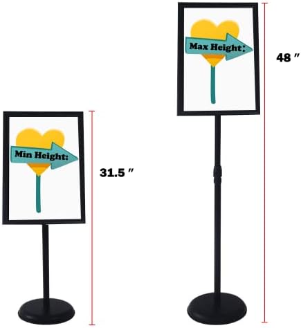 YDisplay Sign Holder Stand 11x17inches Pedestal Floor Standing Poster Stand with Base Height Adjustable Both Landscape Or Portrait Displayed,Black