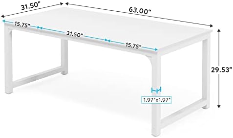 Tribesigns Modern Computer Desk, 63 x 31.5 inch Large Executive Office Desk Computer Table Study Writing Desk Workstation for Home Office, Spliced Desktop, White