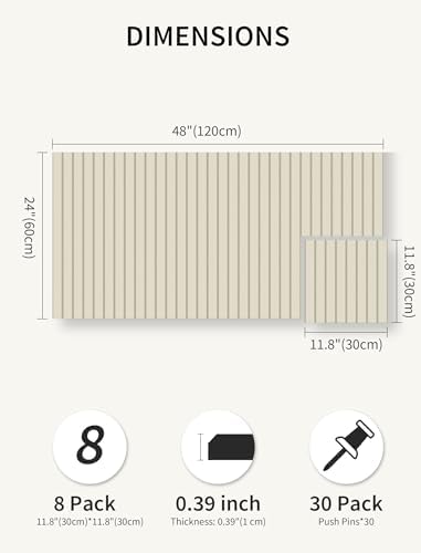 48" x 24" Cork Board Alternative, 8 Pack Felt Bulletin Board Tiles with 30 Adhesive Tabs Wall Push Pin Board for Office Classroom Bedroom Decor