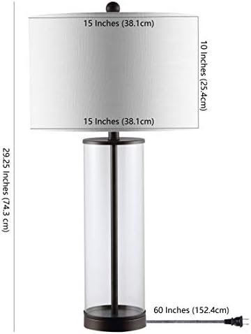 JONATHAN Y Collins Glass Table Lamp 29.25", Oil Rubbed Bronze/Clear