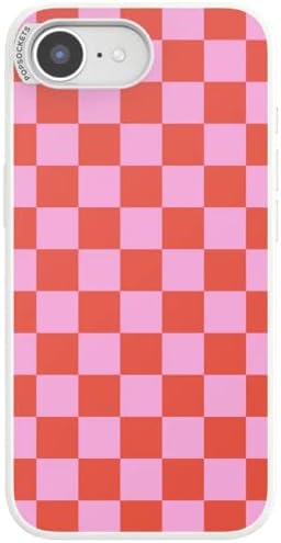 PopSockets iPhone 16/17E Phone Case with MagSafe- to-Go Wrap | Magnetic, Wireless Charging, Camera & Drop Protection, Checkered, Red, Textured