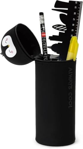 LEGAMI - Set of 7 Erasable Gel Pens + 2-in-1 Pencil Case Pen Pot - with Thermosensitive Erase Ink, Ink colours & barrel designs, 0.7mm Tip, Set 2 (Penguin)