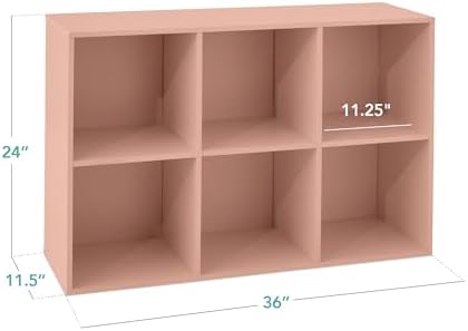 Best Choice Products Kids Bookcase 6-Cube Storage Organizer, 11in Shelf Opening, Bookshelf, Toy Storage, Customizable w/ 3 Removable Back Panels – Light Pink