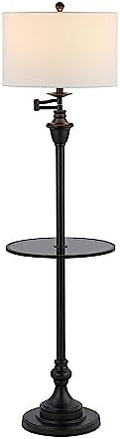 JONATHAN Y Cora 60" Metal Swing Arm Floor Lamp, Black