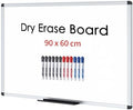 VIZ-PRO Magnetic Dry Erase Board 36 X 24 Inches, Silver Aluminium Frame, with 12-Count Markers