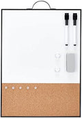 TSJ OFFICE Small Whiteboard Cork-Board - 16" X 12" Portable Aluminum Black Framed Magnetic Dry Erase Board, Small Bulletin Cork Board with Holder for Office, Home and School
