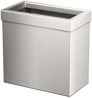 Gatco Modern Rectangle Wastebasket, Satin Nickel - Stainless Steel Trash Can with Removable Lid, Leakproof, 3 Gallon Capacity for Bathroom, Bedroom, Kitchen, or Office