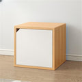 Timber Vertical or Horizontal Organizing Shelf with 1 Cabinet Closed Back Modular Cube Storage Unit, Book Storage Bookshelf, Glass Small Bookcase, Square Grid Cabinet White/Wood Wood Door