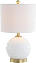 JONATHAN Y Julienne Hobnail Glass/Metal Table Lamp 20.5", White/Brass Gold