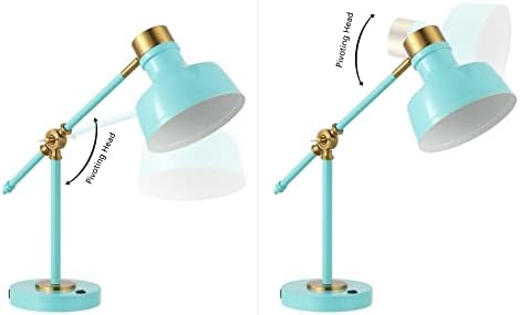 JONATHAN Y Allegra Metal Task Desk Lamp USB Port 18.5", Cyan/Brass Gold