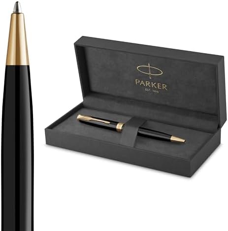 Parker Sonnet Ballpoint Pen Black Lacquer with Gold Trim Medium Point Black Ink (1931497)