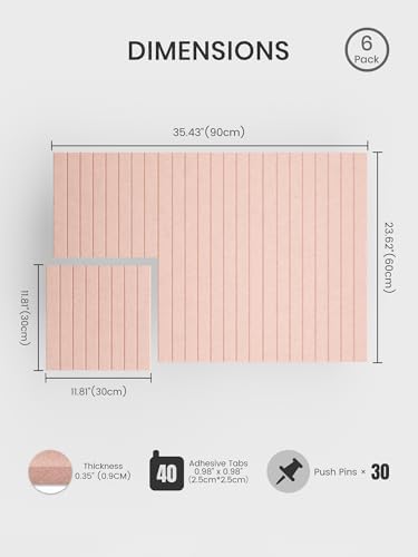 Bumusty 36"x 24" Large Felt Bulletin Board Tiles,Pink