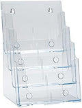 Azar Displays 252376 Four-Tier, Four-Pocket Letter Brochure File Holder for Flyer, Office Supplies, Paper Document or Magazines, Clear Organizer for Wall and Counter Desktop Stand, 8.5" x 11"