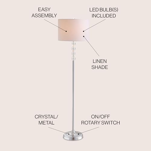 JONATHAN Y Aubrey Floor Lamp 59.5" Crystal Metal, Clear/Chrome