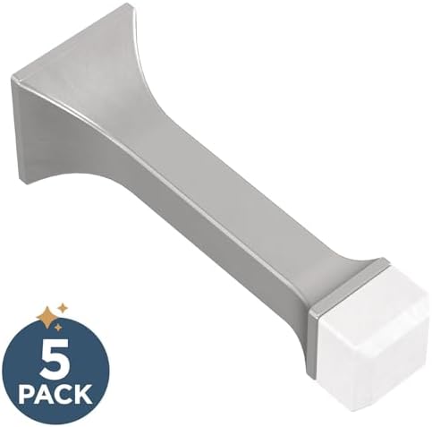 Franklin Brass Classic Edge (5-Pack) Door Stop 3' Matte Nickel Stoppers, Baseboard, Solid Rigid Bumper, Protect Walls/Doors B47252K-MN-C